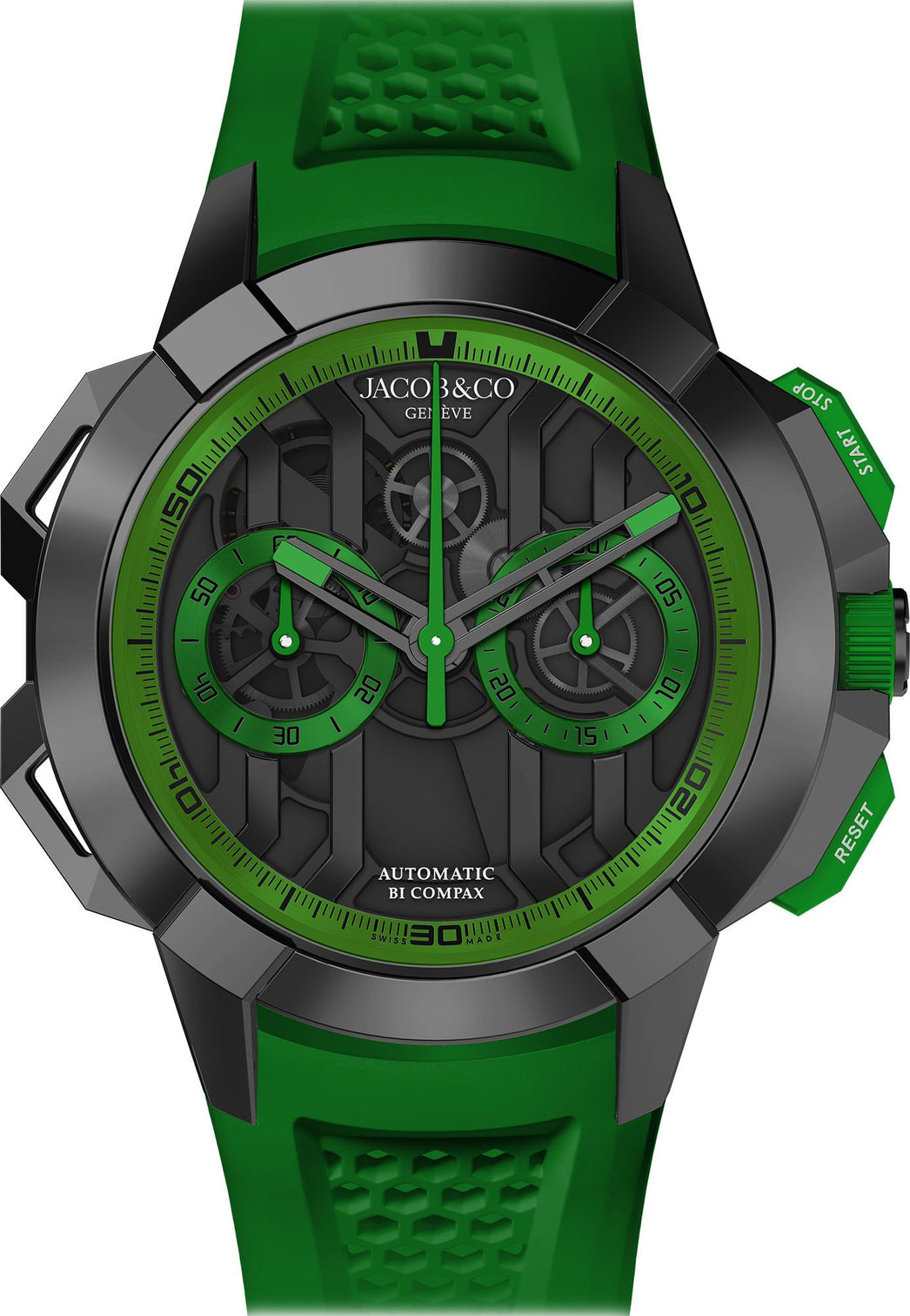 Jacob & Co. Epic X Chrono 44 mm - Black Titanium - Green Inner Ring